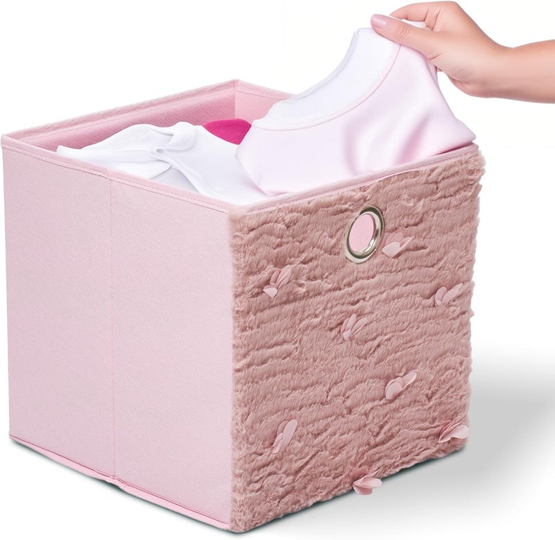 Noa Store Set of 2 Pink Toy Box for Girls - 130 Liters Large Toy Storage with Removable Dividers for Easy Sorting - Stylish Textile Toy Bins and Chests - Ideal for Playroom Bedroom Living Room - Image 1